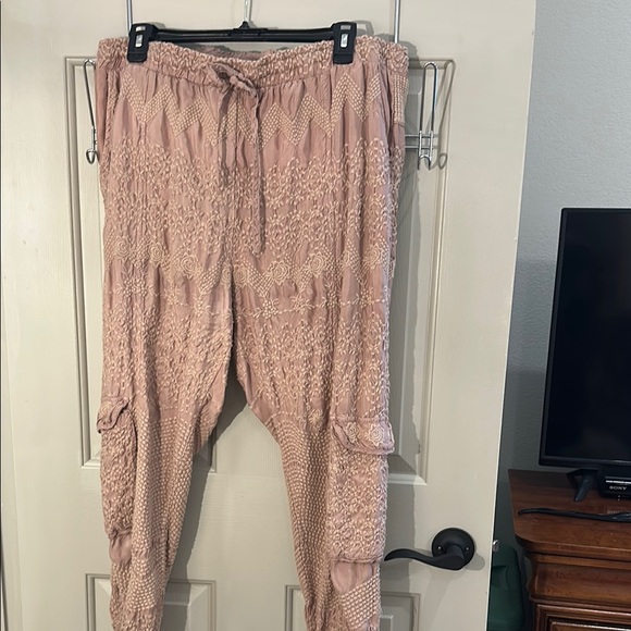 Johnny Was Pink Joggers with Elastic Waistband - Picture 2 of 7